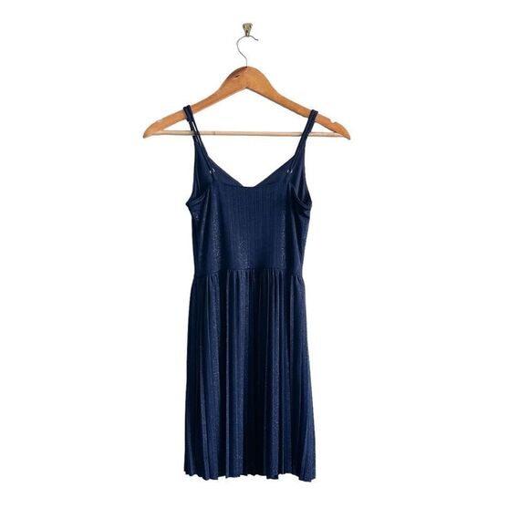 Hollister Mini Dress Navy Blue Sparkle Women's S Stretchy Pleated Skirt Lined - Picture 2 of 8